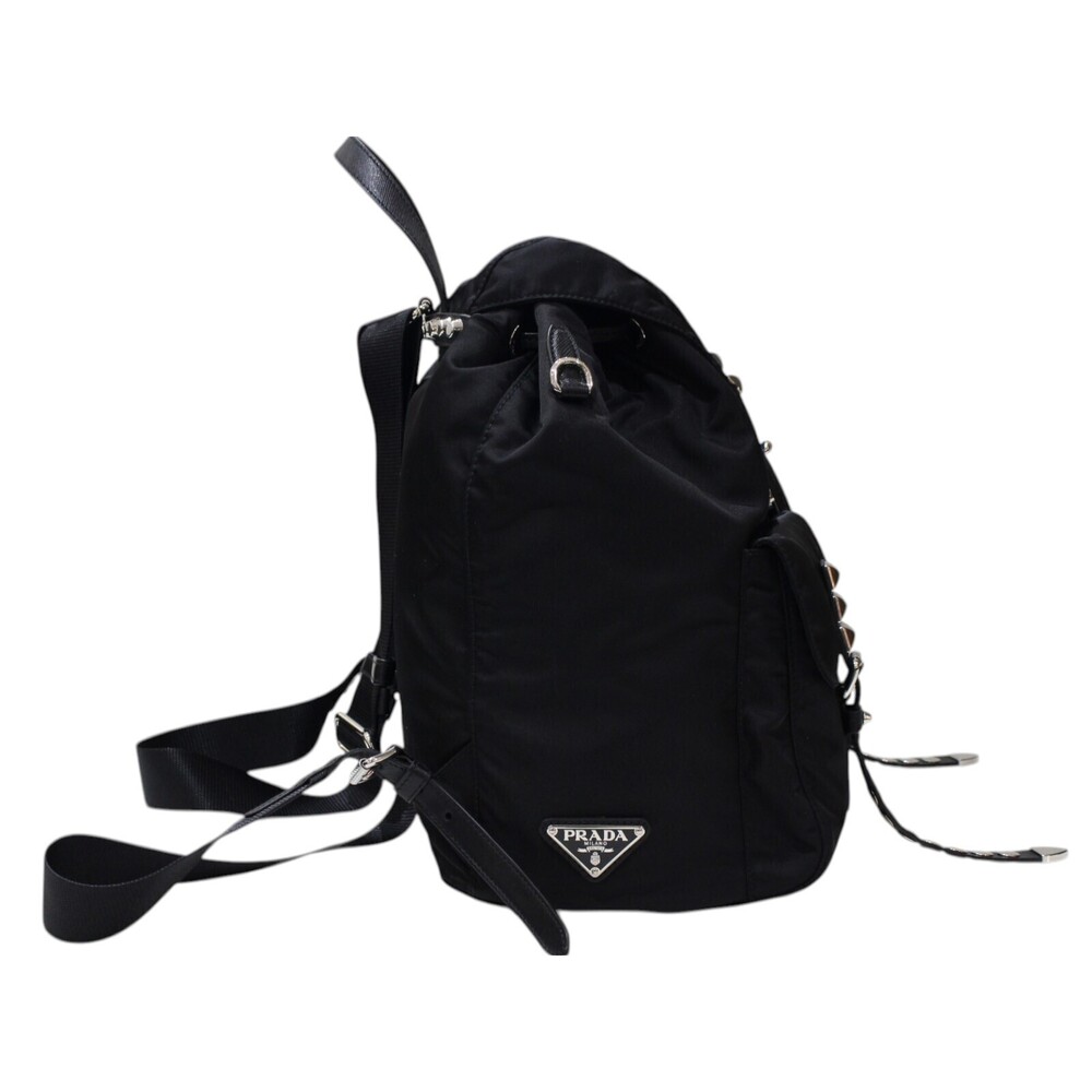 Prada Studded Backpack Black Silver - image 4